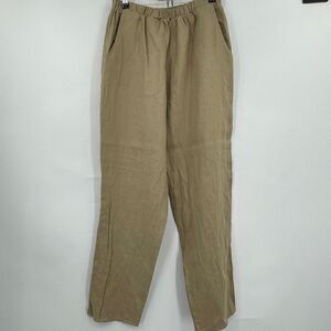 Cachaca Tan High Waist Pull On Linen Trouser Pants Size Large